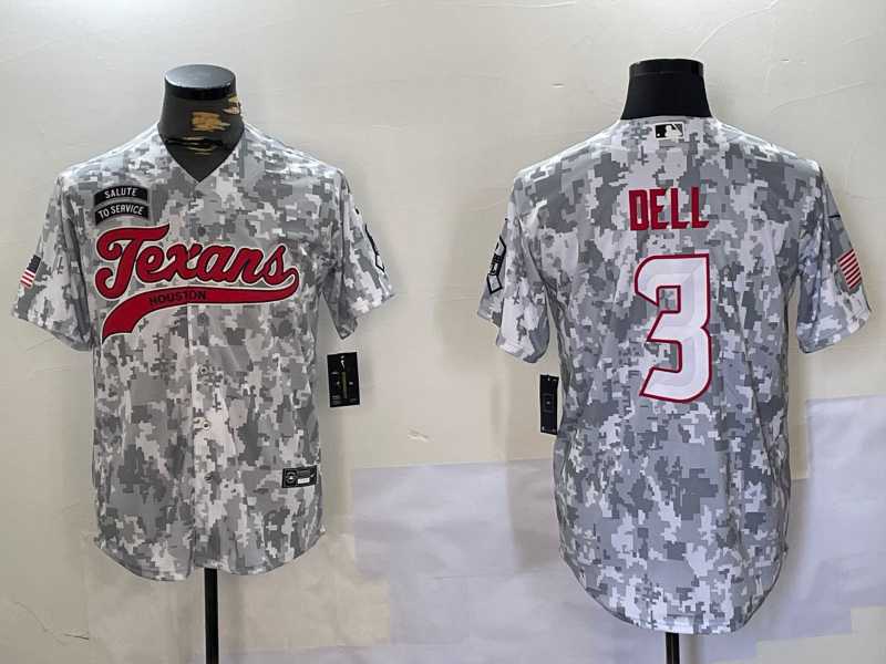 Mens Houston Texans #3 Tank Dell Arctic Camo 2024 Salute to Service Stitched Baseball Jersey